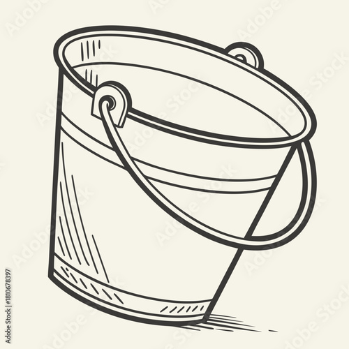 Illustration of a metal bucket with handle isolated on
