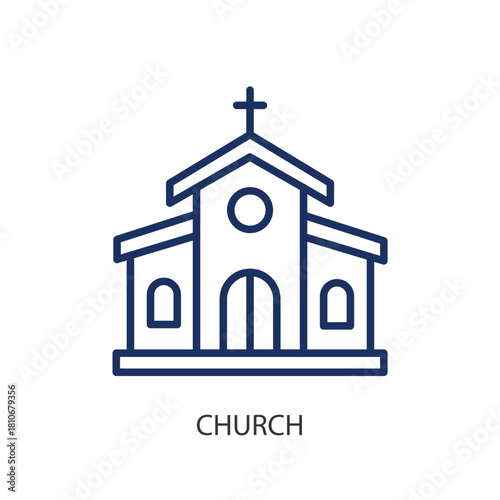 Church thin line icons. Original vector illustration.