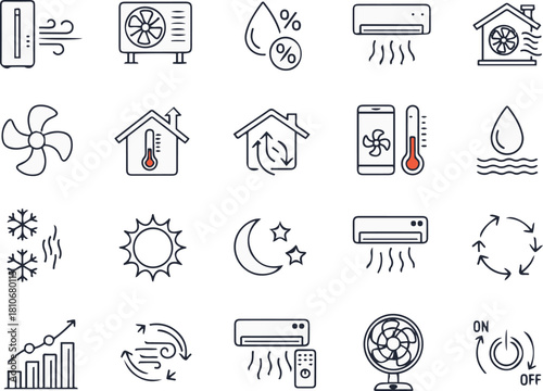 Climate Control and Air Conditioning Icon Set air conditioner