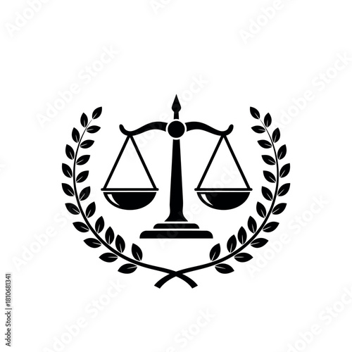 Scales of Justice Laurel Wreath Icon.