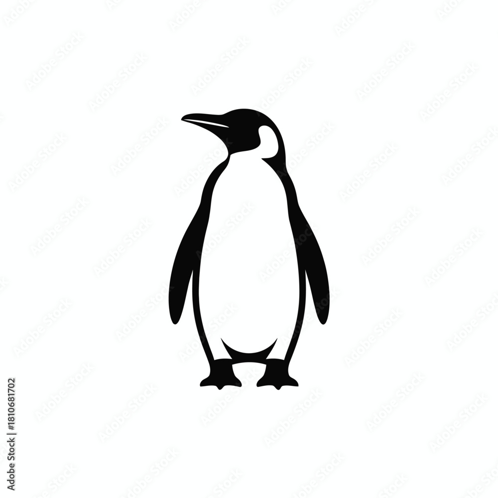 Obraz premium Minimalist black penguin silhouette on white vector