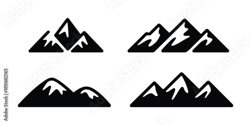 Minimalist mountain peaks with snow accents mountains winter