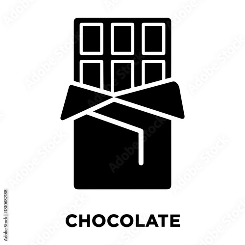 Bakery Icon Vector Illustration of a chocolate bar with wrapper partially peeled away showing the segmented chocolate inside