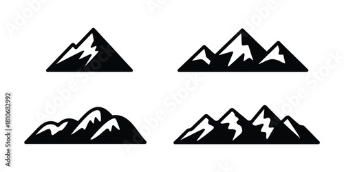 Mountain Peaks Silhouette Collection black white