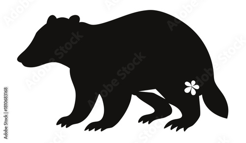 Badger Silhouette Illustration. Forest animal clipart
