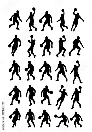 Basketball Player Silhouette Vector Set