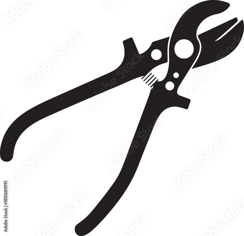 black silhouette of wire cutter on white background, vector