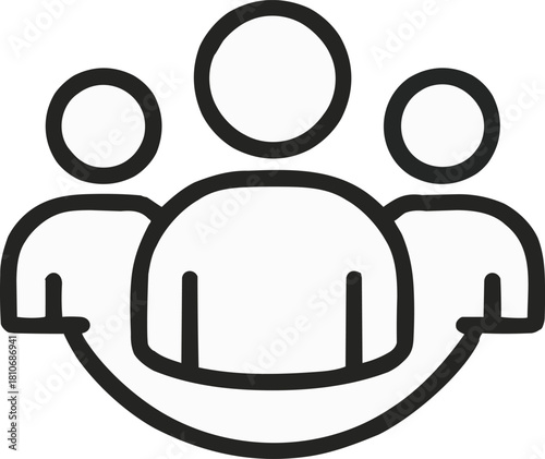 Team Icon: A simplistic outline of a team united, representing unity and collaboration in any field.