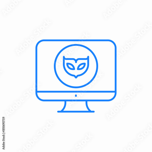incognito mask drawn on monitor screen icon sign vector