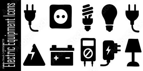 Electric Equipment Icons: A graphic representation of various electrical devices, providing a visual guide to the world of electricity and its essential components.