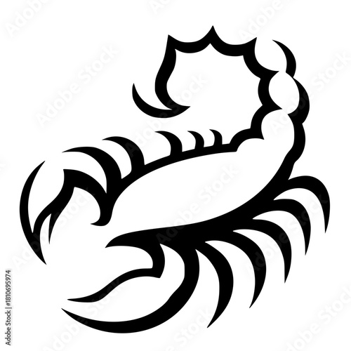Simple minimalist scorpion logo silhouette