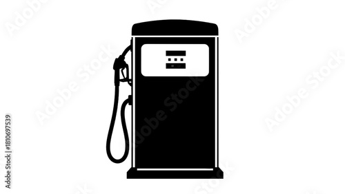 Vector illustration of black and white icon illustration of a fuel pump or gas dispenser isolated on transparent background 