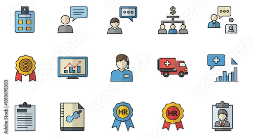Set of business and human resources icons.