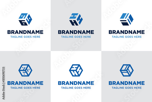 Letters GGG HHH III Hexagon Logo Set, symbolizing structure, balance, and geometric modernity