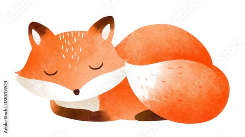 Cute minimal fox illustration, warm orange tones, round shapes, clean vector style, white background