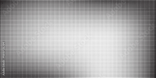Dotted halftone gradient texture. Vanishing polka dot background. Repeating dots gradation pattern background. Black fading comic pop art overlay backdrop. Raster effect wallpaper. Vector halftone