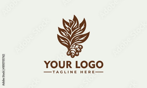 Brown Leaves and Roots Vector Logo Illustration Concept