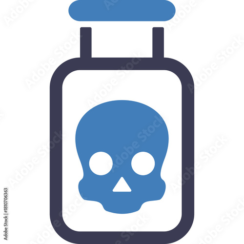Illustration of A Blue Poison Bottle With A Skull Symbol On A Transparent Background Showing Danger And Toxicity