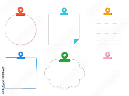 見出しに使えるクリップ付きメモのイラストセット