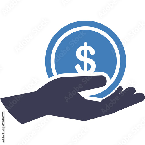 Hand Holding Coin With Dollar Symbol Financial Investment Wealth Money Concept