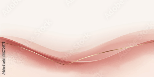 Flowing Curves in Pink and Rose Gold Glide Across a Cream Horizon, Blending Elegance, Motion, and the Soft Poetry of Minimalist Abstract Design