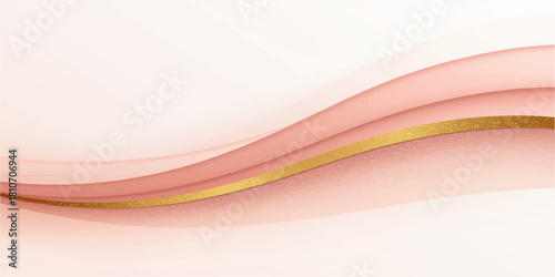 Soft Symphony of Curved Pink Lines and a Central Wave of Gold, Blending Elegance, Motion, and Minimalist Beauty into a Harmonious Abstract Composition