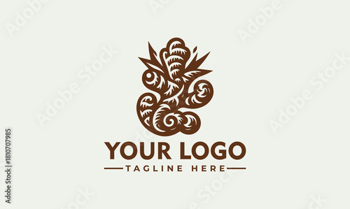 brown abstract ornamental tribal vector logo illustration