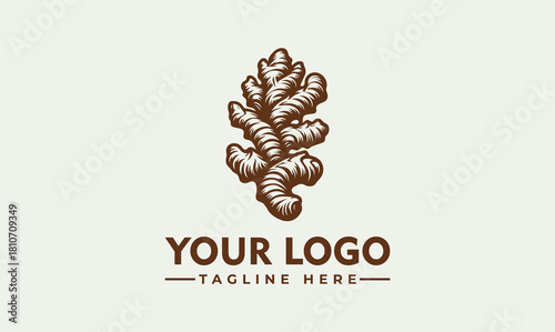 Elegant Ginger Root Vector Logo Illustration for Natural Brands