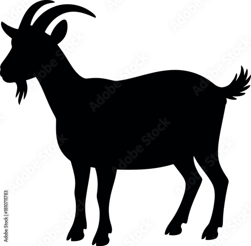 Black goat silhouette standing animal farm