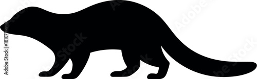 Black silhouette of a walking mongoose animal mammal