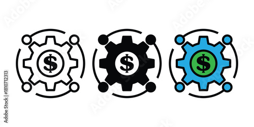 Financial Optimization Icon. Money Gear Symbol Design