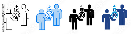 Wages icon set multiple style collection