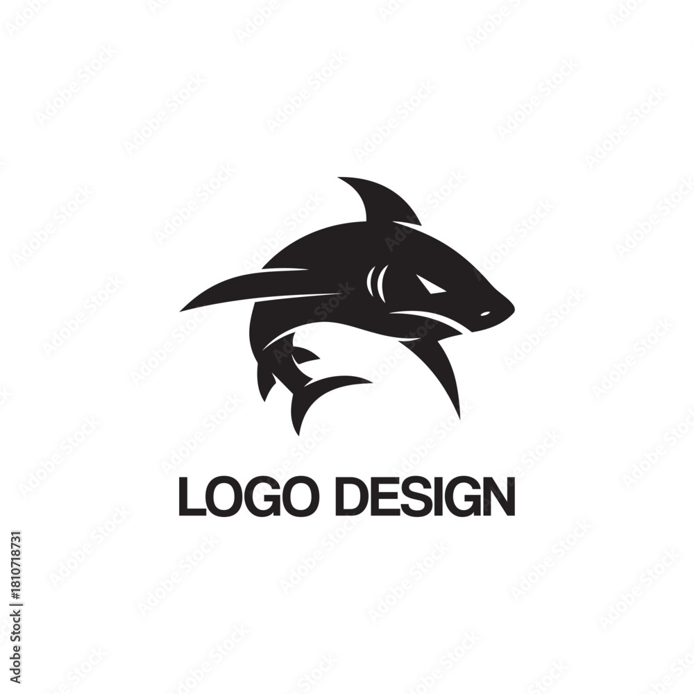 Obraz premium shark logo design template