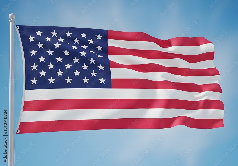 Obraz premium Waving american flag against a clear blue sky
