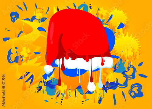 Santa Claus Hat graffiti. Abstract modern street art decoration performed in urban painting style.