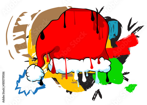 Santa Claus Hat graffiti. Abstract modern street art decoration performed in urban painting style.