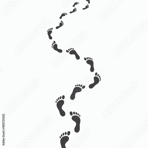 Winding Footprint Path Minimalist Black and White Journey Illustration