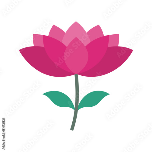 Stylized pink lotus flower blossom flat icon illustration Vector