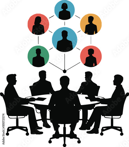 Team business meeting with teamwork and collaboration flat vector icon for apps and websites.Team business people, teamwork iconTeam business meeting with teamwork and collaboration flat vector icon f
