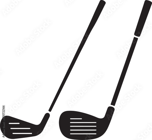 Pair of iron or wedge golf club flat vector icon for sports apps and websites