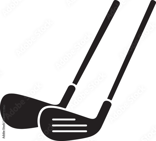 Pair of iron or wedge golf club flat vector icon for sports apps and websites