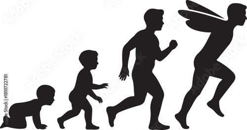 Crawl Walk Run Fly pictogram icon set. Clipart image isolated on white background