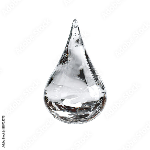 One big crystal drop in light blue color with glares and shadow