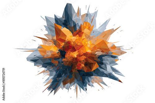 Abstract polygonal burst warm center, cool spiky exterior
