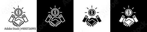 Business Culture icon set in line and glyph style on black and white background
