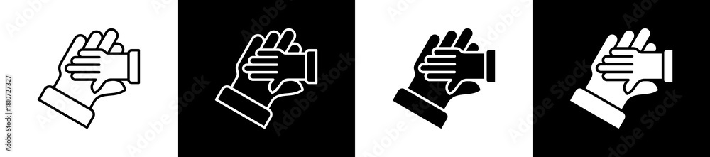 Fototapeta premium Aid icon set in line and glyph style on black and white background