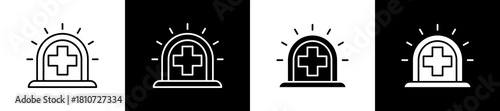 Urgency icon set in line and glyph style on black and white background