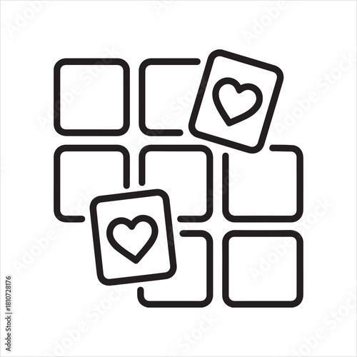 Memory matching cards outline icon vector