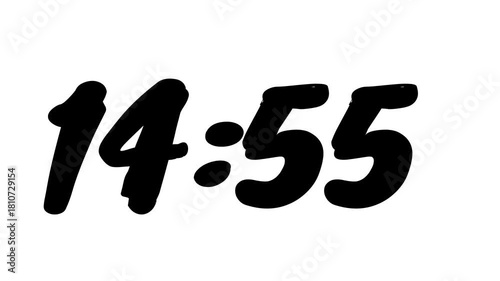 Countdown timer from 15 minute to 14 minute on white background