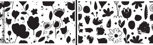 Floral Abstract Art, Minimal Flower Vector, Creative Botanical Drawing, Hand Drawn Floral Design, Modern Line Art Flowers, Black and White Floral Art, Decorative Nature Pattern, Elegant Flower Illustr